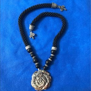 Beautiful hand beaded & stone necklace